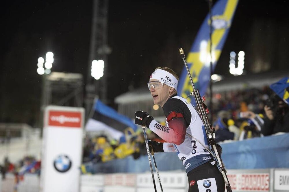 30.11.2019, Oestersund, Sweden, (SWE):Johannes Thingnes Boe (NOR) - IBU world cup biathlon, relay mixed, Oestersund (SWE). www.nordicfocus.com. © Manzoni/NordicFocus. Every downloaded picture is fee-liable.
