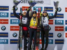 NordicFocus 01.12.2019, Oestersund, Sweden, (SWE):Marte Olsbu Roeiseland (NOR), Dorothea Wierer (ITA), Marketa Davidova (CZE) - IBU world cup biathlon, sprint women, Oestersund (SWE). www.nordicfocus.com. © Nico Manzoni/NordicFocus. Every downloaded picture is fee-