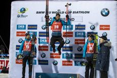 NordicFocus 04.12.2019, Oestersund, Sweden, (SWE):Simon Desthieux (FRA), Martin Fourcade (FRA), Quentin Fillon Maillet (FRA) - IBU world cup biathlon, individual men, Oestersund (SWE). www.nordicfocus.com. © Nico Manzoni/NordicFocus. Every downloaded picture is fee