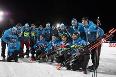 NordicFocus 07.12.2019, Oestersund, Sweden, (SWE):Simon Desthieux (FRA), Emilien Jacquelin (FRA), Quentin Fillon Maillet (FRA), Martin Fourcade (FRA), (l-r) - IBU world cup biathlon, relay men, Oestersund (SWE). www.nordicfocus.com. © Manzoni/NordicFocus. Every dow