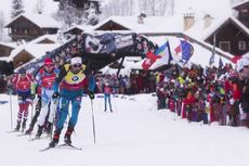 NordicFocus 17.12.2017, Annecy-Le Grand Bornand, France (FRA):Johannes Thingnes Boe (NOR), Simon Schempp (GER), Jakov Fak (SLO), Martin Fourcade (FRA), (l-r) - IBU world cup biathlon, mass men, Annecy-Le Grand Bornand (FRA). www.nordicfocus.com. © Manzoni/NordicFo