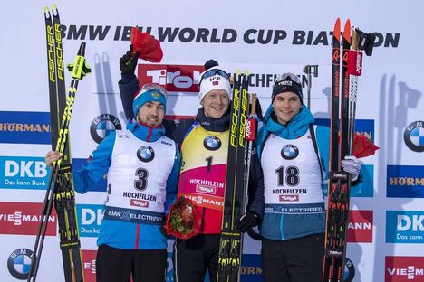 NordicFocus 14.12.2019, Hochfilzen, Austria (AUT):Alexander Loginov (RUS), Johannes Thingnes Boe (NOR), Emilien Jacquelin (FRA) - IBU world cup biathlon, pursuit men, Hochfilzen (AUT). www.nordicfocus.com. © Nico Manzoni/NordicFocus. Every downloaded picture is fee