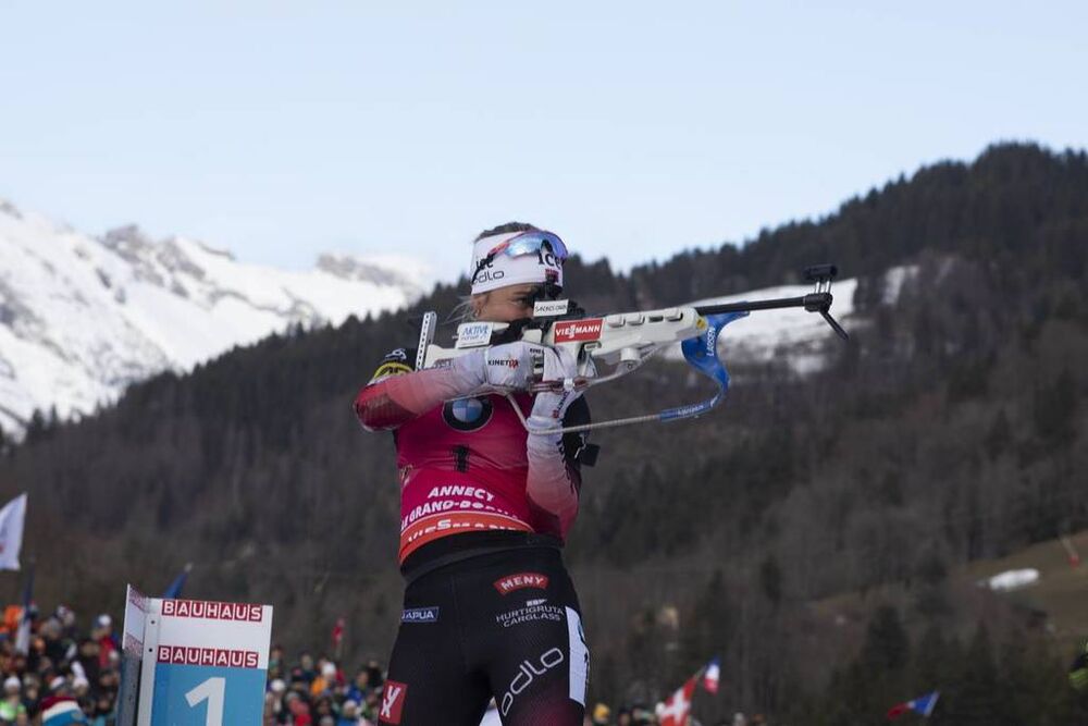 21.12.2019, Annecy-Le Grand Bornand, France (FRA):Tiril Eckhoff (NOR) -  IBU world cup biathlon, pursuit women, Annecy-Le Grand Bornand (FRA). www.nordicfocus.com. © Manzoni/NordicFocus. Every downloaded picture is fee-liable.