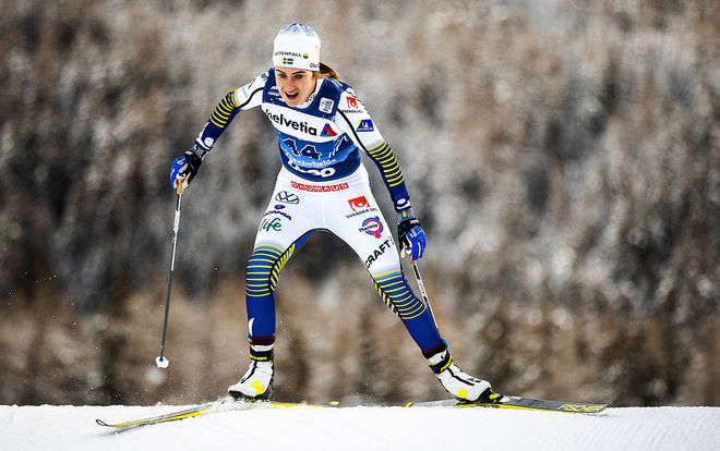 EBBA ANDERSSON imponerade igen i Tour de Ski och grejade sin andra pallplats på två distanstävlingar. Foto: NORDIC FOCUS