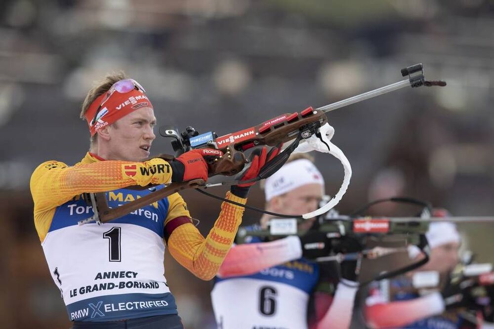 21.12.2019, Annecy-Le Grand Bornand, France (FRA):Benedikt Doll (GER) -  IBU world cup biathlon, pursuit men, Annecy-Le Grand Bornand (FRA). www.nordicfocus.com. © Manzoni/NordicFocus. Every downloaded picture is fee-liable.