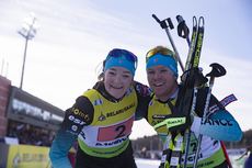NordicFocus 21.02.2019, Minks-Raubichi, Belarus (BLR):Lou Jeanmonnot (FRA), Aristide Begue (FRA), (l-r) - IBU Open European championships biathlon, single mixed relay, Minsk-Raubichi (BLR). www.nordicfocus.com. © Manzoni/NordicFocus. Every downloaded picture is fee