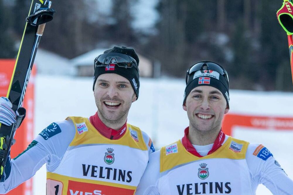 12.01.2020, Val di Fiemme, Italy (ITA):(l-r)  - FIS world cup nordic combined, team sprint HS104/2x7.5km, Val di Fiemme (ITA). www.nordicfocus.com. © Volk/NordicFocus. Every downloaded picture is fee-liable.