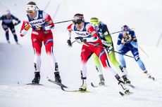NordicFocus 04.01.2020, Val di Fiemme, Italy (ITA):Anne Kjersti Kalvaa (NOR), Heidi Weng (NOR), (l-r) - FIS world cup cross-country, tour de ski, individual sprint, Val di Fiemme (ITA). www.nordicfocus.com. © Modica/NordicFocus. Every downloaded picture is fee-lia