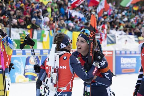 NordicFocus 26.01.2020, Pokljuka, Slovenia (SLO):Dorothea Wierer (ITA), Lisa Vittozzi (ITA), (l-r) - IBU world cup biathlon, mass women, Pokljuka (SLO). www.nordicfocus.com. © Manzoni/NordicFocus. Every downloaded picture is fee-liable.