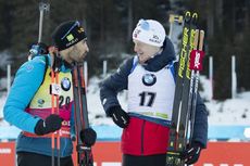 NordicFocus 23.01.2020, Pokljuka, Slovenia (SLO):Martin Fourcade (FRA), Johannes Thingnes Boe (NOR), (l-r) - IBU world cup biathlon, individual men, Pokljuka (SLO). www.nordicfocus.com. © Manzoni/NordicFocus. Every downloaded picture is fee-liable.
