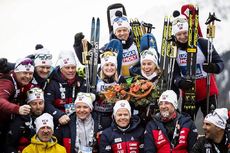NordicFocus 13.02.2020, Antholz, Italy (ITA):Marte Olsbu Roeiseland (NOR), Tiril Eckhoff (NOR), Tarjei Boe (NOR), Johannes Thingnes Boe (NOR), (l-r) - IBU World Championships Biathlon, relay mixed, Antholz (ITA). www.nordicfocus.com. © Modica/NordicFocus. Every dow
