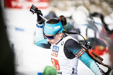 NordicFocus 13.02.2020, Antholz, Italy (ITA):Julia Simon (FRA) - IBU World Championships Biathlon, relay mixed, Antholz (ITA). www.nordicfocus.com. © Modica/NordicFocus. Every downloaded picture is fee-liable.
