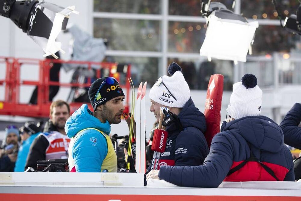 15.02.2020, Antholz, Italy (ITA):Martin Fourcade (FRA), Johannes Thingnes Boe (NOR), (l-r) - IBU World Championships Biathlon, sprint men, Antholz (ITA). www.nordicfocus.com. © Manzoni/NordicFocus. Every downloaded picture is fee-liable.