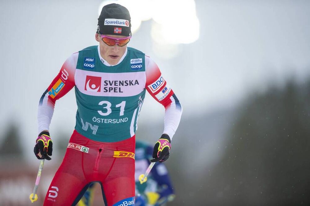 16.02.2020, Oestersund, Sweden (SWE):Johannes Hoesflot Klaebo (NOR) - FIS world cup cross-country, pursuit men, Oestersund (SWE). www.nordicfocus.com. © THIBAUT/NordicFocus. Every downloaded picture is fee-liable.