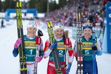 NordicFocus 22.02.2020, Trondheim, Norway (NOR):Jonna Sundling (SWE), Maiken Caspersen Falla (NOR), Nadine Faehndrich (SUI), (l-r) - FIS world cup cross-country, individual sprint, Trondheim (NOR). www.nordicfocus.com. © Thibaut/NordicFocus. Every downloaded pictu