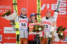 NordicFocus 22.02.2020, Rasnov, Romania (ROU):Stefan Kraft (AUT), Karl Geiger (GER), Constantin Schmid (GER) - FIS world cup ski jumping, individual HS97, Rasnov (ROU). www.nordicfocus.com. © Tumashov/NordicFocus. Every downloaded picture is fee-liable.