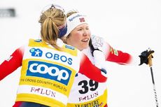 NordicFocus 09.02.2020, Falun, Sweden (SWE):Therese Johaug (NOR), Helene Marie Fossesholm (NOR), (l-r) - FIS world cup cross-country, 10km women, Falun (SWE). www.nordicfocus.com. © Modica/NordicFocus. Every downloaded picture is fee-liable.
