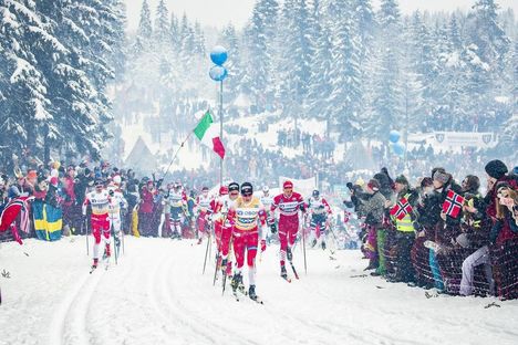 NordicFocus 09.03.2019, Oslo, Norway (NOR):Hans Christer Holund (NOR), Johannes Hoesflot Klaebo (NOR), Alexander Bolshunov (RUS), (l-r) - FIS world cup cross-country, mass men, Oslo (NOR). www.nordicfocus.com. © Modica/NordicFocus. Every downloaded picture is fee-