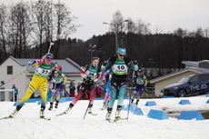 NordicFocus 26.02.2020, Minsk-Raubichi, Belarus (BLR):Ingela Andersson (SWE), Camille Bened (FRA), (l-r) - IBU Open European Championships Biathlon, SuperSprint women, Minsk-Raubichi (BLR). www.nordicfocus.com. © Manzoni/NordicFocus. Every downloaded picture is fee