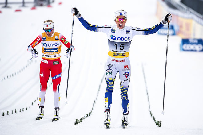 07.03.2020, Oslo, Norway (NOR):Therese Johaug (NOR), Frida Karlsson (SWE), (l-r)  - FIS world cup cross-country, mass women, Oslo (NOR). www.nordicfocus.com. © Modica/NordicFocus. Every downloaded picture is fee-liable.