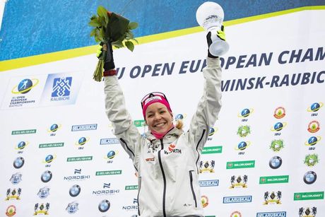 NordicFocus 01.03.2020, Minsk-Raubichi, Belarus (BLR):Stefanie Scherer (GER) - IBU Open European championships biathlon, medals, Minsk-Raubichi (BLR). www.nordicfocus.com. © Manzoni/NordicFocus. Every downloaded picture is fee-liable.