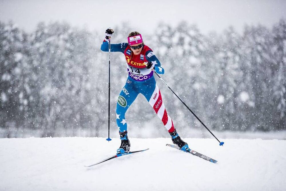 04.03.2020, Konnerud, Norway (NOR):Jessica Diggins (USA) - FIS world cup cross-country, individual sprint, Konnerud (NOR). www.nordicfocus.com. © Modica/NordicFocus. Every downloaded picture is fee-liable.