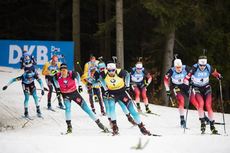 NordicFocus 08.03.2020, Nove Mesto, Czech Republic (CZE):Quentin Fillon Maillet (FRA), Martin Fourcade (FRA), Vetle Sjaastad Christiansen (NOR), Tarjei Boe (NOR), (l-r) - IBU world cup biathlon, mass men, Nove Mesto (CZE). www.nordicfocus.com. © Manzoni/NordicFocus