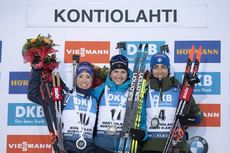 NordicFocus 14.03.2020, Kontiolahti, Finland (FIN):Selina Gasparin (SUI), Julia Simon (FRA), Lisa Vittozzi (ITA), (l-r) - IBU world cup biathlon, pursuit women, Kontiolahti (FIN). www.nordicfocus.com. © Manzoni/NordicFocus. Every downloaded picture is fee-liable.