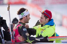 NordicFocus 14.12.2014, Hochfilzen, Austria (AUT): Martin Fourcade (FRA), Alexis Boeuf (FRA)- IBU world cup biathlon, pursuit men, Hochfilzen (AUT). www.nordicfocus.com. © Manzoni/NordicFocus. Every downloaded picture is fee-liable.
