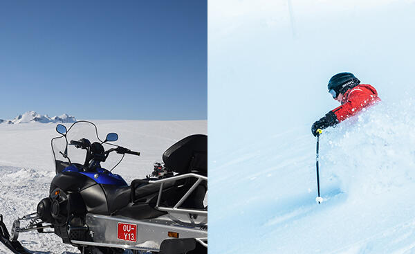 Foto skiløpet og snøscooter