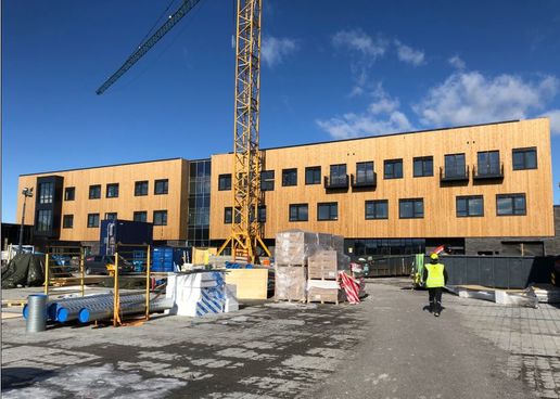 Byggeplass for Lunner helse- og omsorgssenter 24.mars 2020