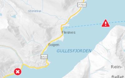 Fv 83 - stenging av vei pga ras Kart over stengte veistrekninger