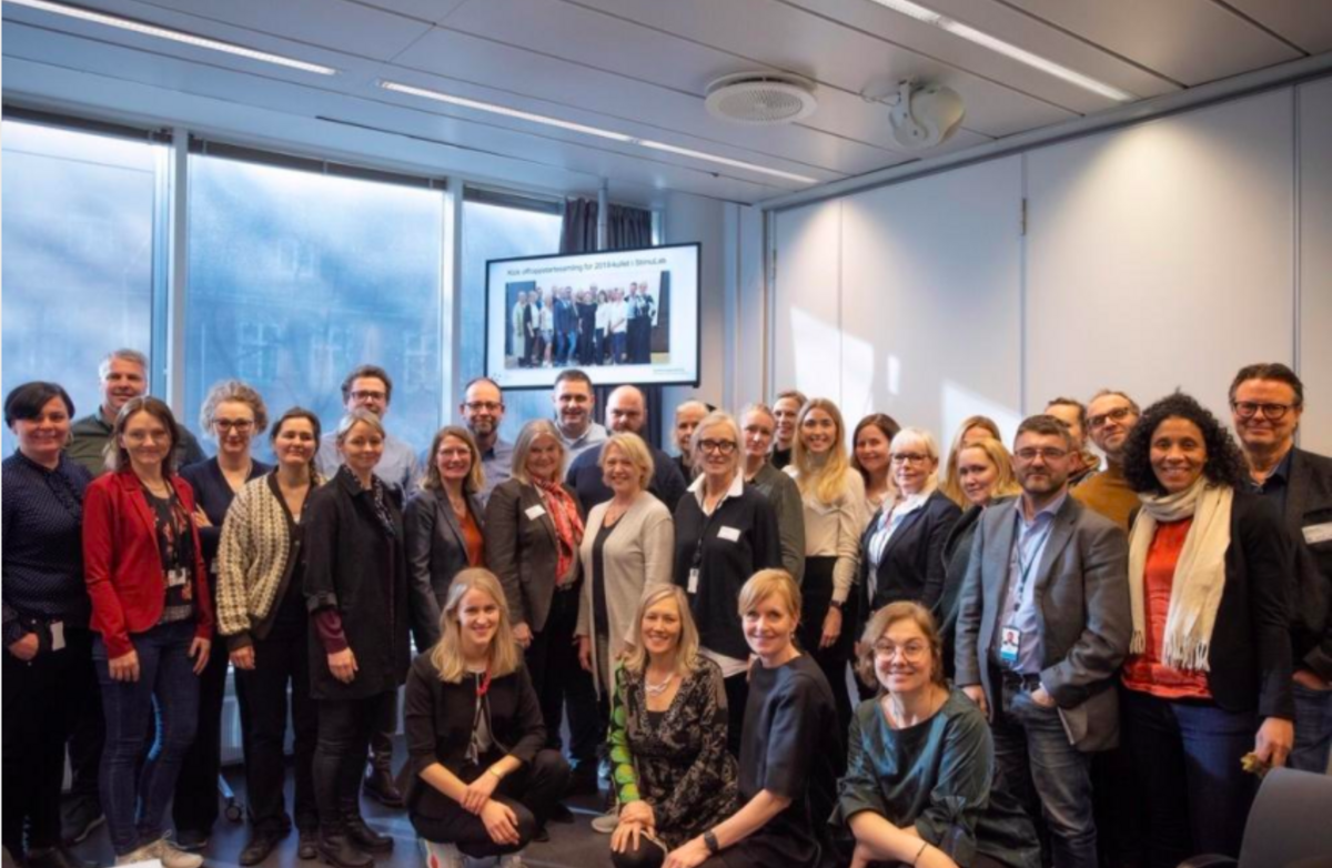 Prosjektdeltakere fra de 7 2019-prosjektene i StimuLab samlet for kick-off hos Digitaliseringsdirektoratet, februar 2020. Foto: Patrick Søfting-O
