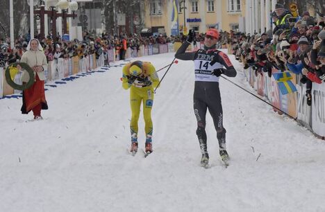NordicFocus 01.03.2020, Mora, Sweden (SWE): Stian Hoelgaard (NOR), Petter Eliassen (NOR), (l-r) - Visma Ski Classics and FIS Marathon Cup Vasaloppet, Mora (SWE). www.nordicfocus.com. © Schmidt/NordicFocus. Every downloaded picture is fee-liable.