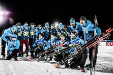 NordicFocus 07.12.2019, Oestersund, Sweden, (SWE):Simon Desthieux (FRA), Emilien Jacquelin (FRA), Quentin Fillon Maillet (FRA), Martin Fourcade (FRA), (l-r) - IBU world cup biathlon, relay men, Oestersund (SWE). www.nordicfocus.com. © Manzoni/NordicFocus. Every dow