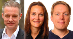 Digitaliseringsdirektør Steffen Sutorius, fung. avdelingsdirektør for Altinn og informasjonsforvaltning, Kristine Aasen, og underdirektør for plattformutvikling, Andreas Rafaelsen. Foto: Digitaliseringsdirektoratet