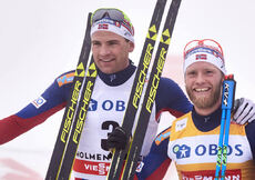 NordicFocus 06.02.2016, Oslo, Norway (NOR):Niklas Dyrhaug (NOR), Martin Johnsrud Sundby (NOR), Maxim Vylegzhanin (RUS), (l-r) - FIS world cup cross-country, mass men, Oslo (NOR). www.nordicfocus.com. © Felgenhauer/NordicFocus. Every downloaded picture is fee-liabl