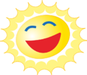 Tegning av en sol som smiler