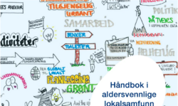 - Ved å jobbe på tvers av sektorer  med medvirkning, universell utforming og forebygging kan aldersvennlig utvikling bidra til å utsette behov for tjenester, sier fagleder i KS, Anne Gamme. Illustrasjon: Bly