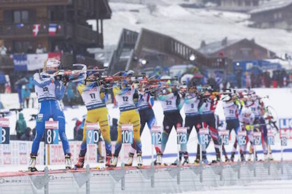 22.12.2019, Annecy-Le Grand Bornand, France (FRA):Mari Eder (FIN), Mona Brorsson (SWE), Linn Persson (SWE), (l-r) -  IBU world cup biathlon, mass women, Annecy-Le Grand Bornand (FRA). www.nordicfocus.com. © Manzoni/NordicFocus. Every downloaded picture 