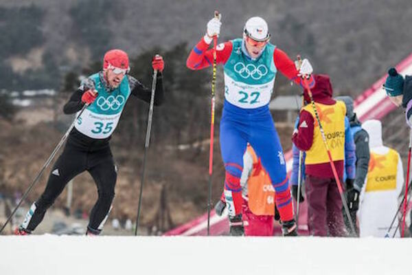 11.02.2018, Pyeongchang, Korea (KOR):Martin Jaks (CZE), Jonas Dobler (GER), (l-r)  - XXIII. Olympic Winter Games Pyeongchang 2018, cross-country, skiathlon men, Pyeongchang (KOR). www.nordicfocus.com. © Modica/NordicFocus. Every downloaded picture is fe