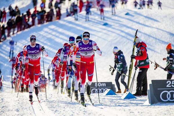 07.12.2019, Lillehammer, Norway (NOR):Mattis Stenshagen (NOR), Emil Iversen (NOR), (l-r)  - FIS world cup cross-country, skiathlon men, Lillehammer (NOR). www.nordicfocus.com. © Modica/NordicFocus. Every downloaded picture is fee-liable.