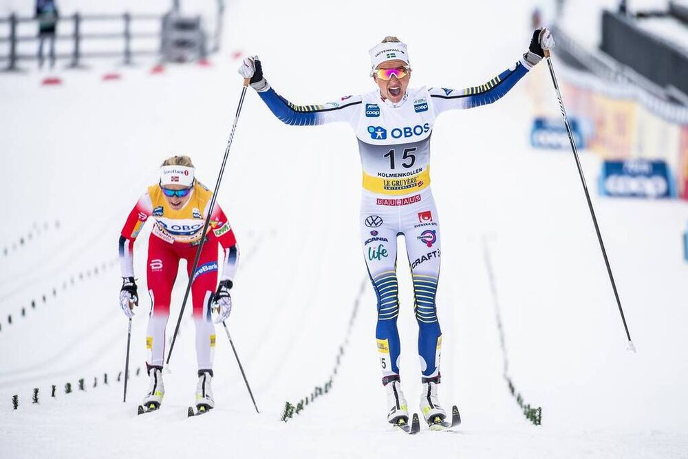 07.03.2020, Oslo, Norway (NOR):Therese Johaug (NOR), Frida Karlsson (SWE), (l-r)  - FIS world cup cross-country, mass women, Oslo (NOR). www.nordicfocus.com. © Modica/NordicFocus. Every downloaded picture is fee-liable.