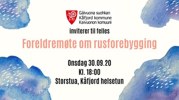 Header, foreldremøte om rusforebygging