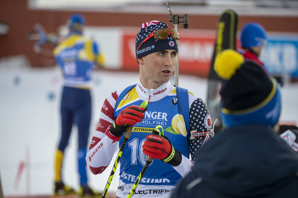 01.12.2019, Oestersund, Sweden, (SWE):Sean Doherty (USA) - IBU world cup biathlon, sprint men, Oestersund (SWE). www.nordicfocus.com. © Nico Manzoni/NordicFocus. Every downloaded picture is fee-liable.