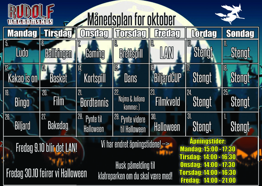 Månedsplan for Rudolf oktober