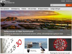 Røst kommunes nettsted, utsnitt fra forsiden