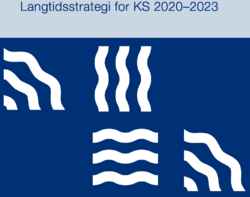 Kommunesektorens samfunnsmål har et lenger tidsperspektiv enn valgperioden, men handlingene for å nå målene, både lokalt og nasjonalt, er ment å skulle gjennomføres i valgperioden. Illustrasjon: Fra forsiden av Langtidsstrategi for KS 2020-23.