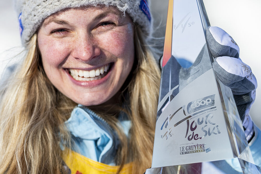 10.01.2021, Val di Fiemme, Italy (ITA):Jessie Diggins (USA) - FIS world cup cross-country, tour de ski, final climb women, Val di Fiemme (ITA). www.nordicfocus.com. © Modica/NordicFocus. Every downloaded picture is fee-liable.