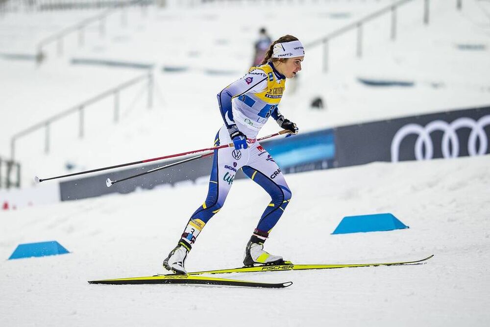24.01.2021, Lahti Finland (FIN):Ebba Andersson (SWE) - FIS world cup cross-country, 4x5km women, Lahti (FIN). www.nordicfocus.com. © Modica/NordicFocus. Every downloaded picture is fee-liable.